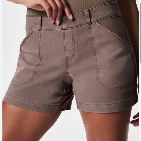 SPANX Stretch Twill Slimming Shorts Chino XL Pull On Bundle Green Blue Gray Tan - Picture 7 of 10